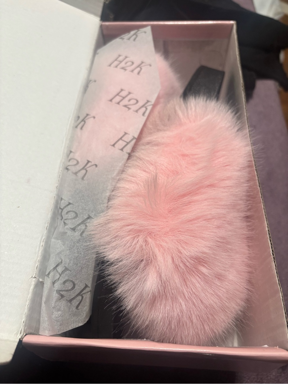 H2K Women's Pink Faux Fur Slide - Plush Comfort Mule